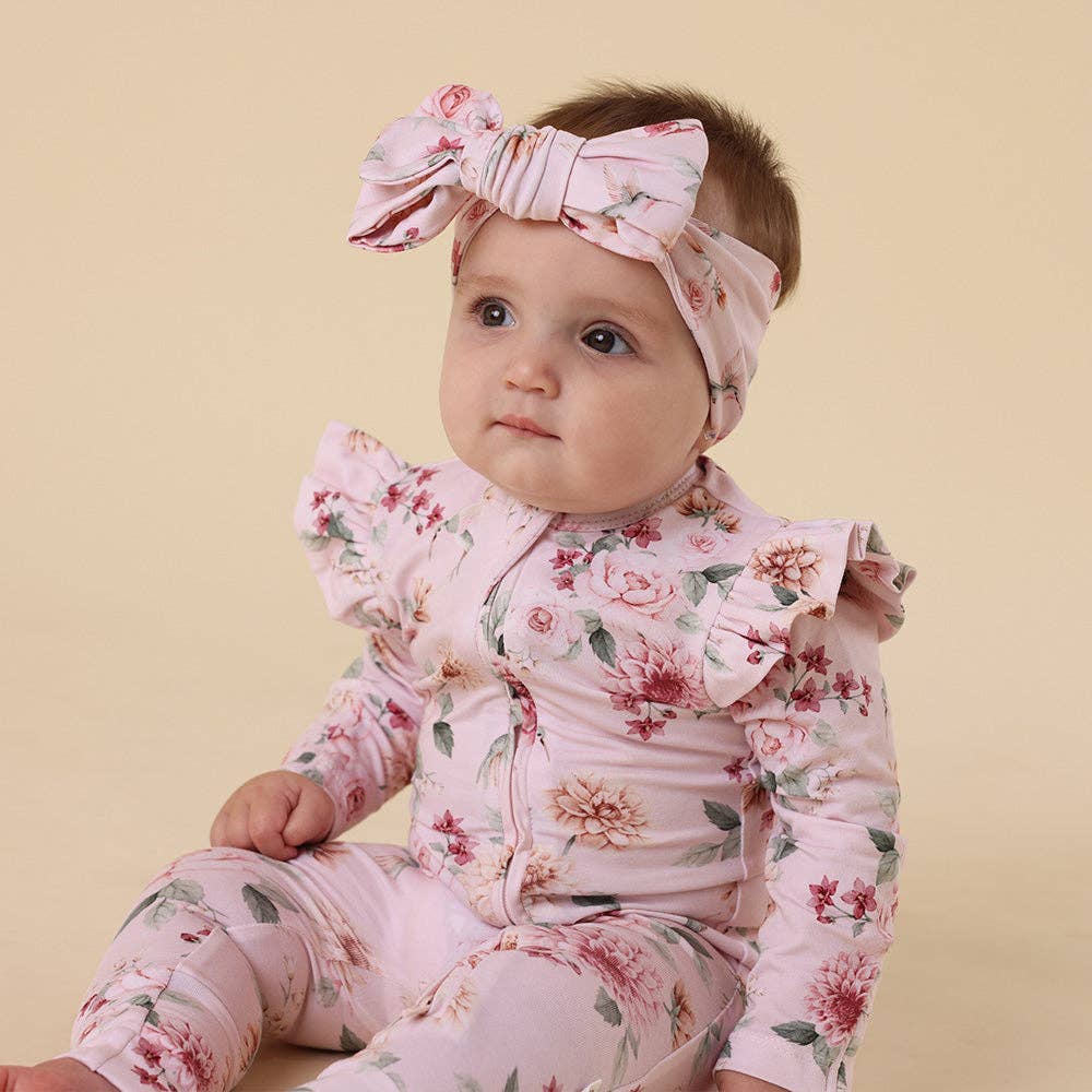 Snuggle Hunny - Birds & Blooms Organic Snugglesuit Convertible Romper with Frill