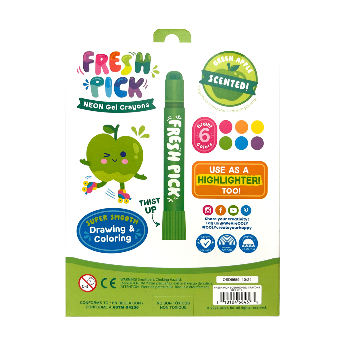 Ooly Crayons - Fresh Pick Scented Gel Crayons 6 pk