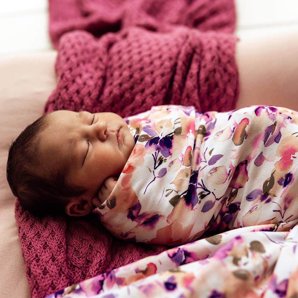 Snuggle Hunny - Blushing Beauty Organic Jersey Wrap & Topknot Set