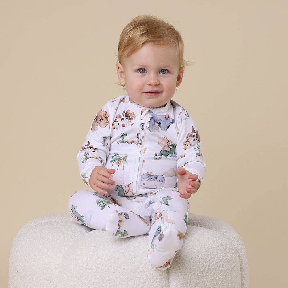 Snuggle Hunny - Dragon Organic Snuggle Sleepsuit Zip Footie