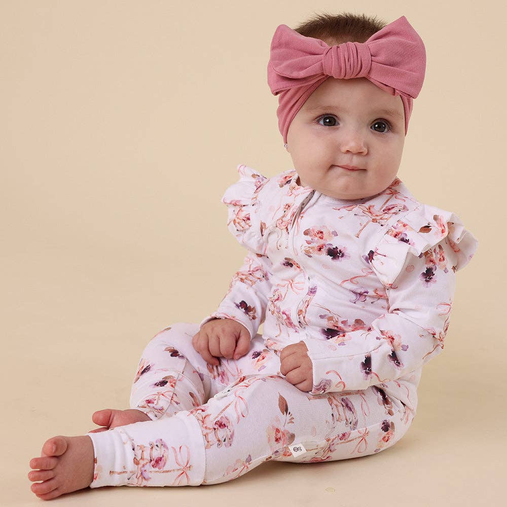 Snuggle Hunny - Carousel Organic Snugglesuit Convertible Romper with Frill