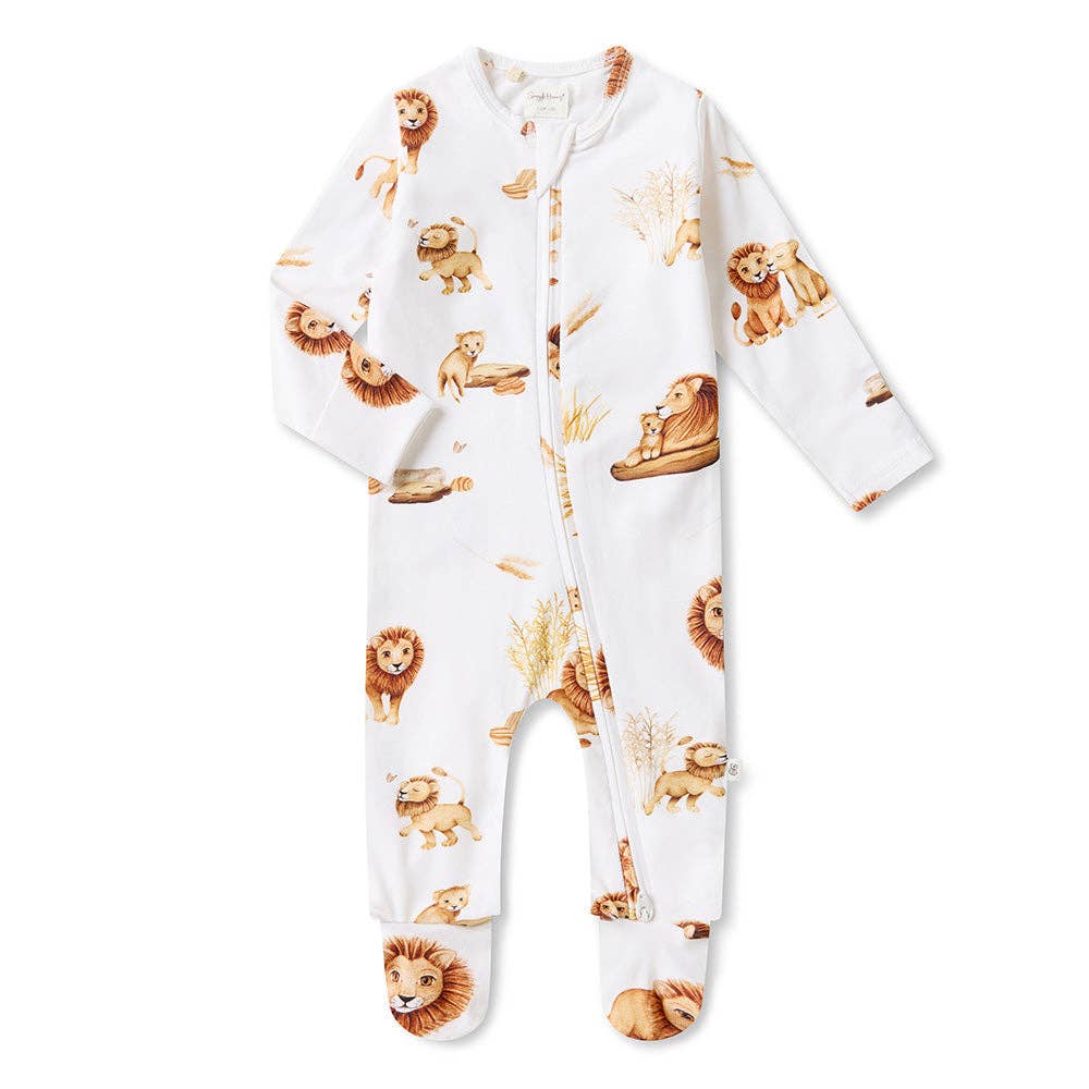 Snuggle Hunny - Lion Organic Snuggle Sleepsuit Zip Footie