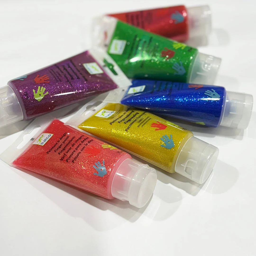 Djeco - Glitter Finger Paint Tubes - 6