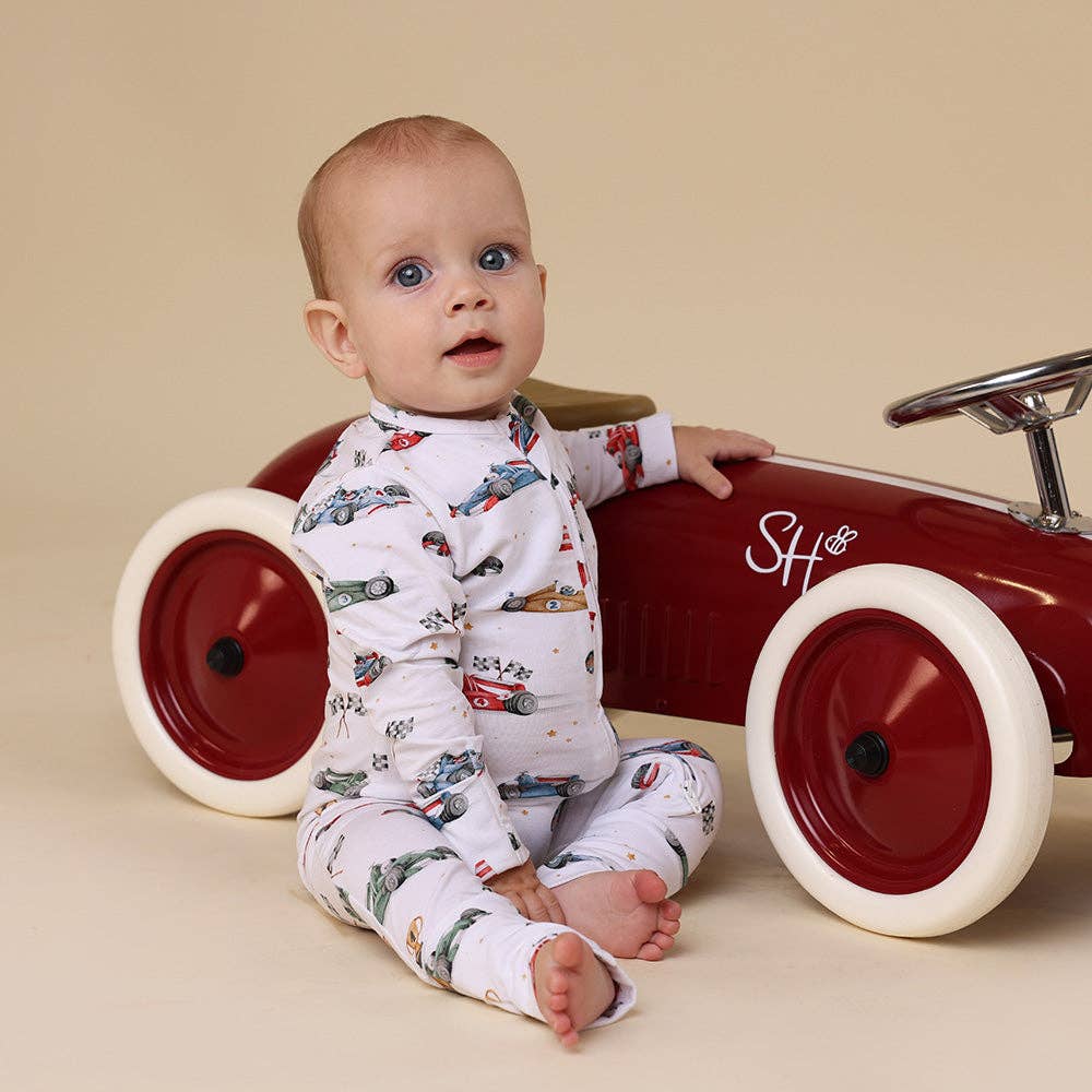 Snuggle Hunny - Little Racers Organic Snugglesuit Convertible Romper