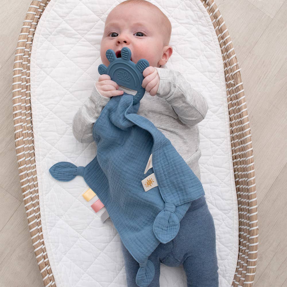 Living Textiles - Silicone Muslin Comfort Teether - Steel Blue