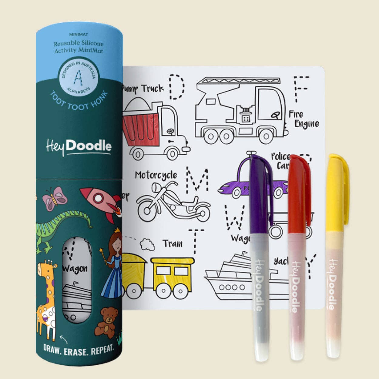 HeyDoodle - Toot Toot Honk Mini Colouring & Doodle Mat