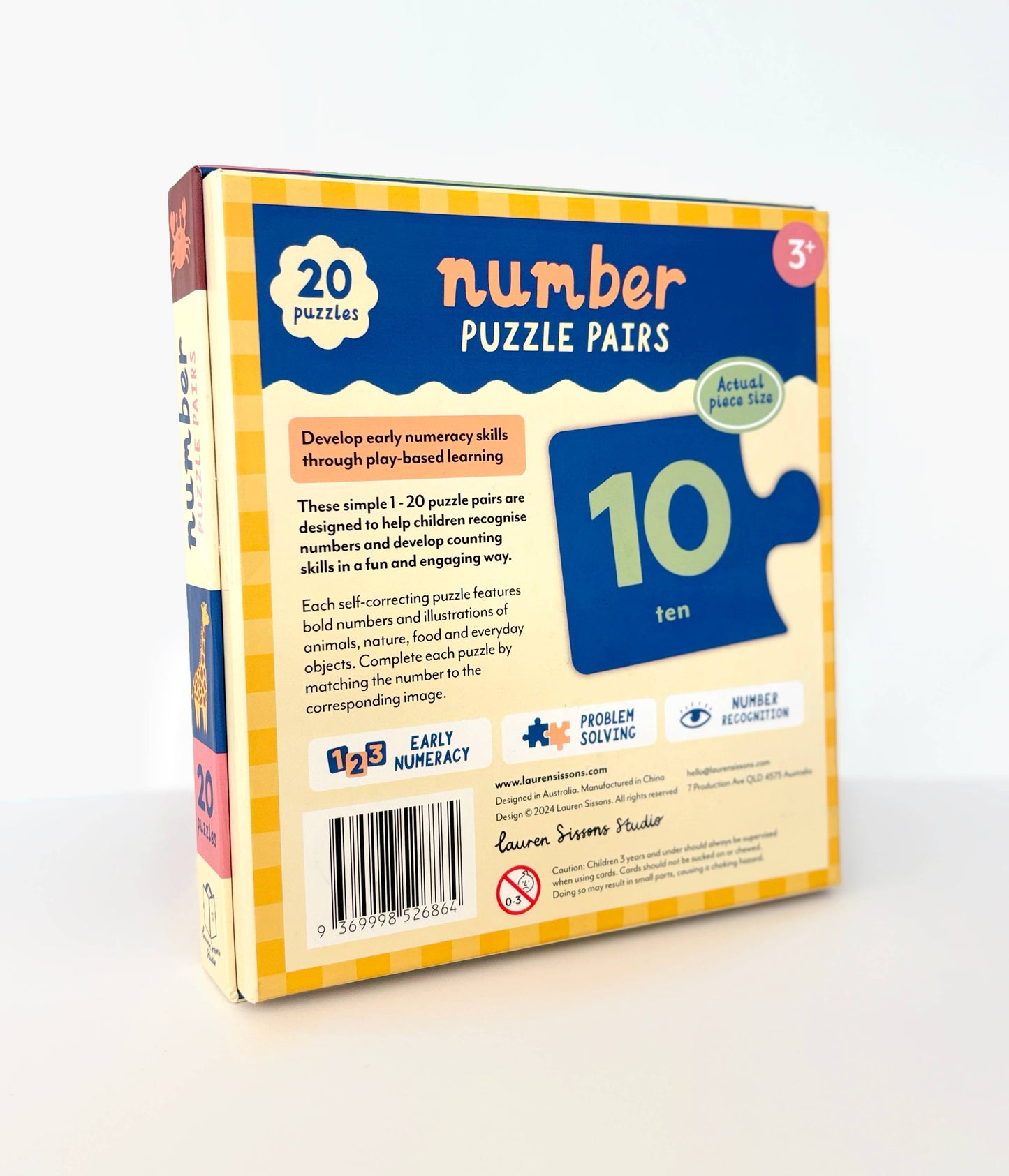 Lauren Sissons Studio - Number Puzzle Pairs - Kids Toys Learning Game Educational