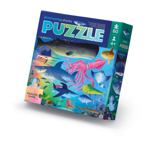 Crocodile Creek Foil Puzzle 60 pc - Shimmering Shark