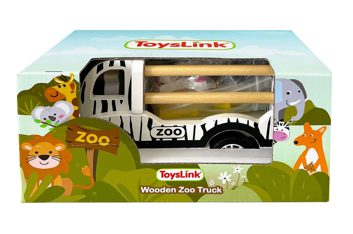 Wooden Pullback Zoo Truck with Animals