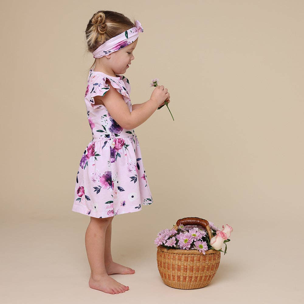Snuggle Hunny - Floral Kiss Short Sleeve Organic Dress - Bambam Kids Toys 