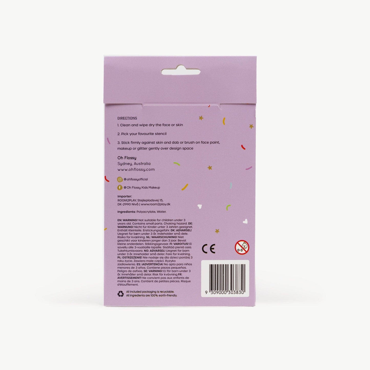 Oh Flossy - Oh Flossy Reusable Adhesive Face Paint & Makeup Stencils - Purple - Bambam Kids Toys 