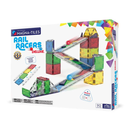 “PRE ORDER” MAGNA-TILES Rail Racers Deluxe 90-Piece Magnetic Construction Set.