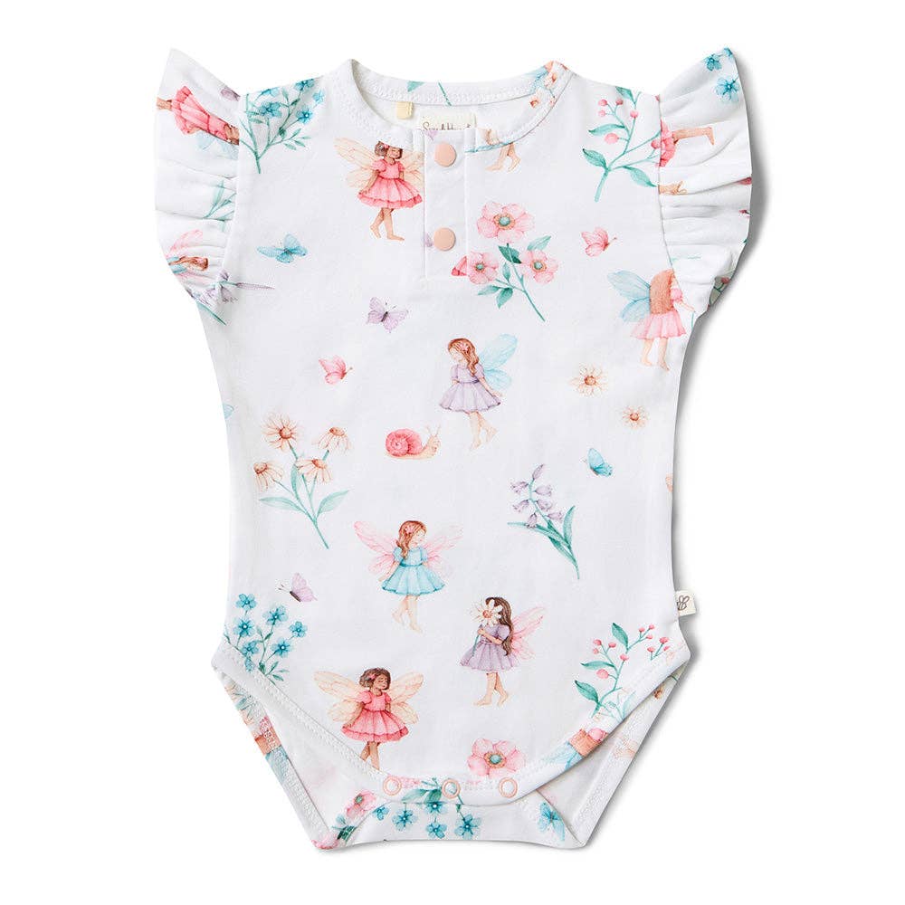 Snuggle Hunny - Fairy Garden Short Sleeve Organic Bodysuit with Frill - Bambam Kids Toys 