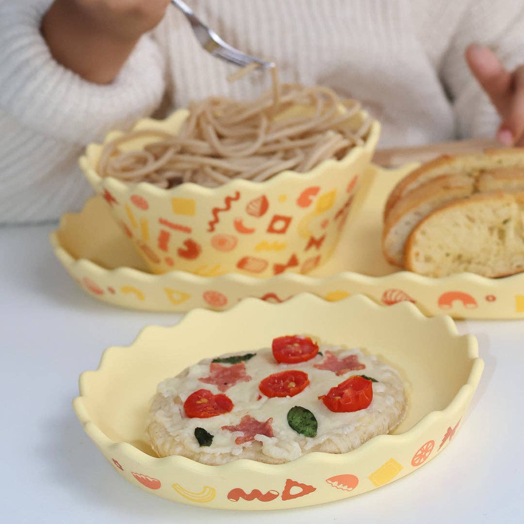 Chino Club - Pasta Wavy Edge Silicone Bowl and Plate Set - Bambam Kids Toys 