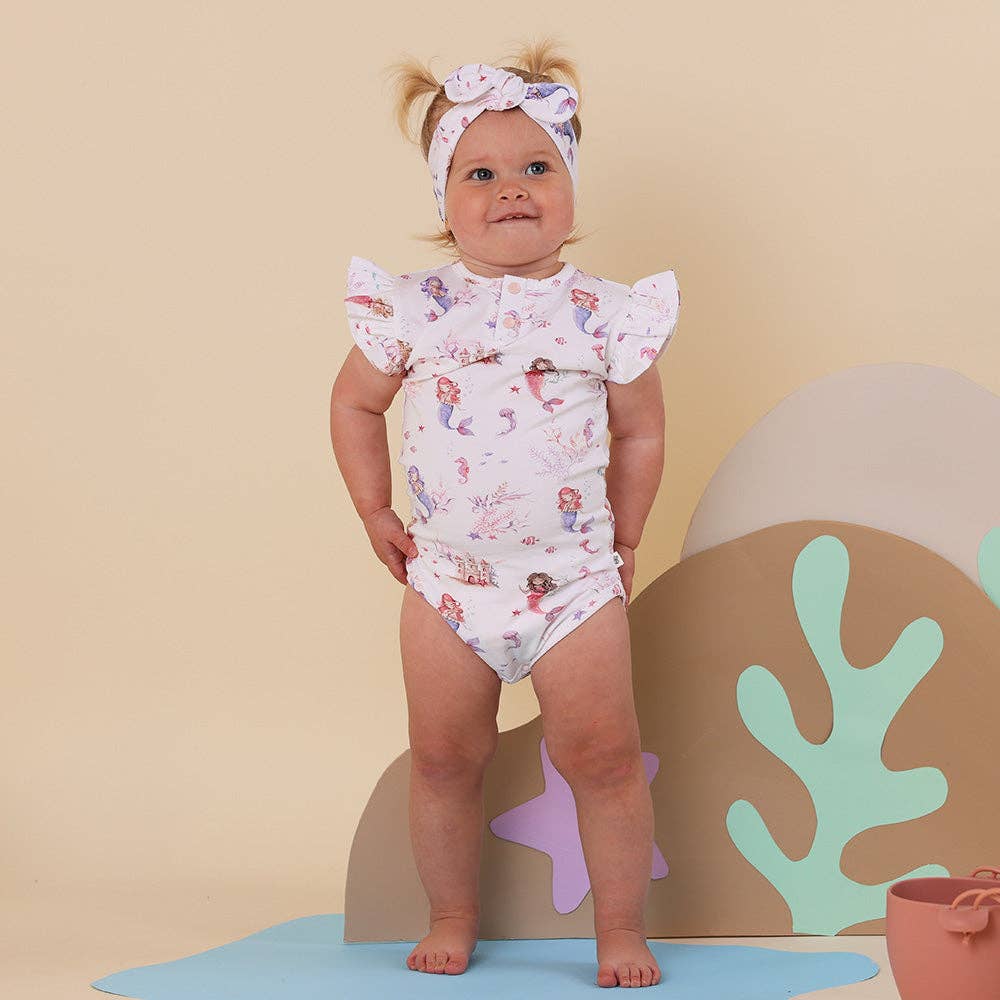Snuggle Hunny - Mermaid Short Sleeve Organic Bodysuit with Frill