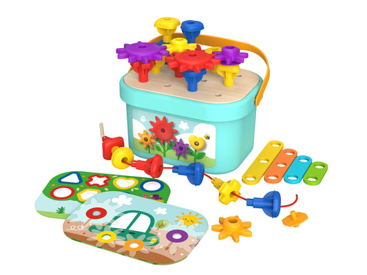 Rainbow Pegs & Cogs Stacking & Lacing Set