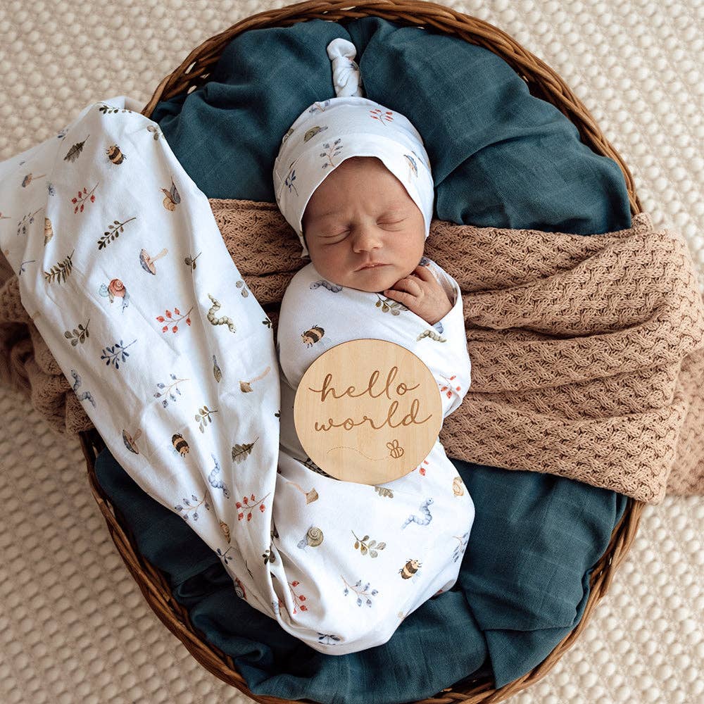Snuggle Hunny - Garden Friends Organic Jersey Wrap & Beanie Set