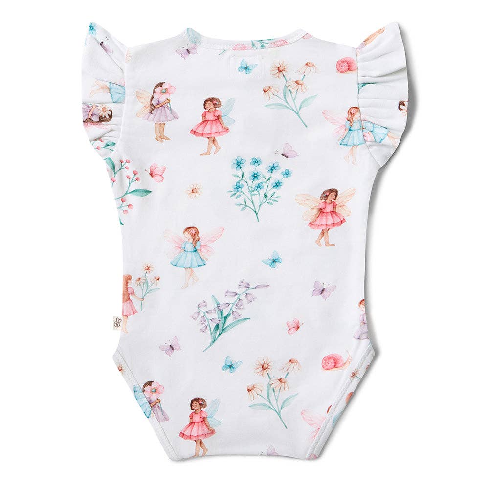 Snuggle Hunny - Fairy Garden Short Sleeve Organic Bodysuit with Frill - Bambam Kids Toys 