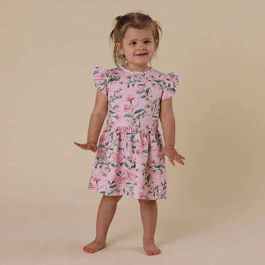Snuggle Hunny - Pink Wattle Short Sleeve Organic Dress