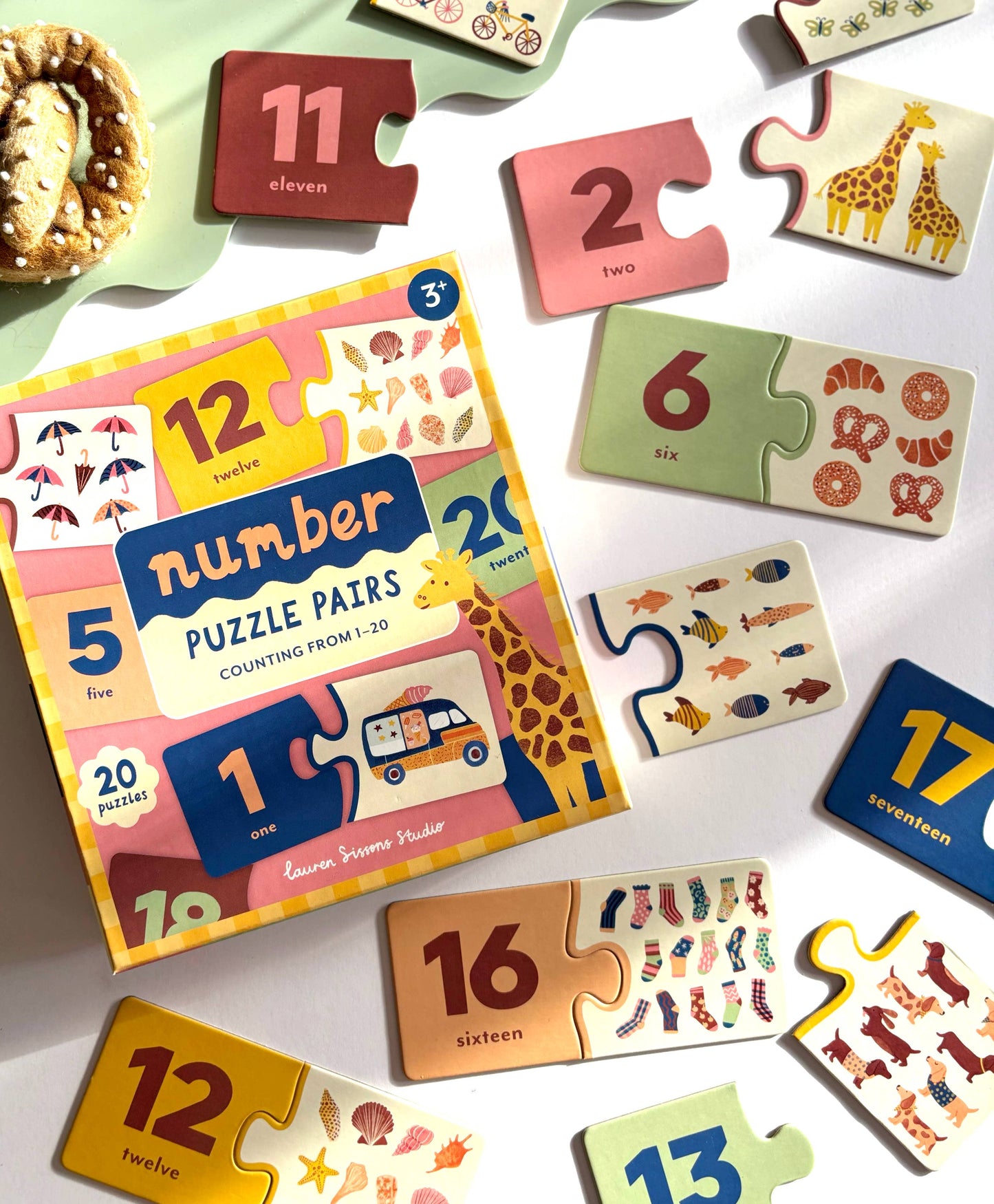 Lauren Sissons Studio - Number Puzzle Pairs - Kids Toys Learning Game Educational