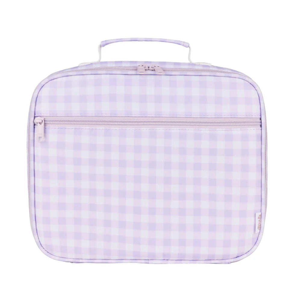 Lilac Gingham Junior Insulated Lunch Bag + Ice Pack - Kinnder