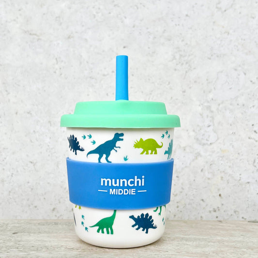 munchi - Dinosaur Middie Single Cup (8oz/240ml) Blue Straw Included