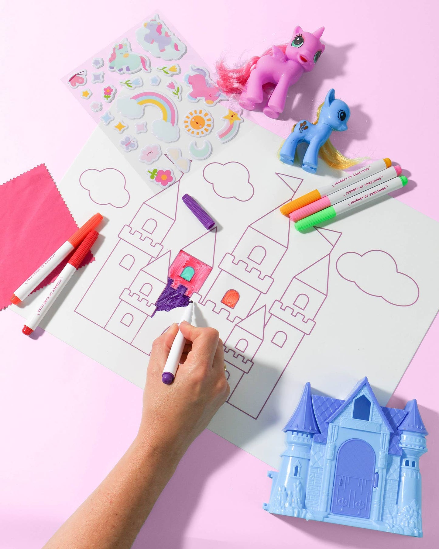 Wipeable Silicone Colouring Mat - Unicorn Castle