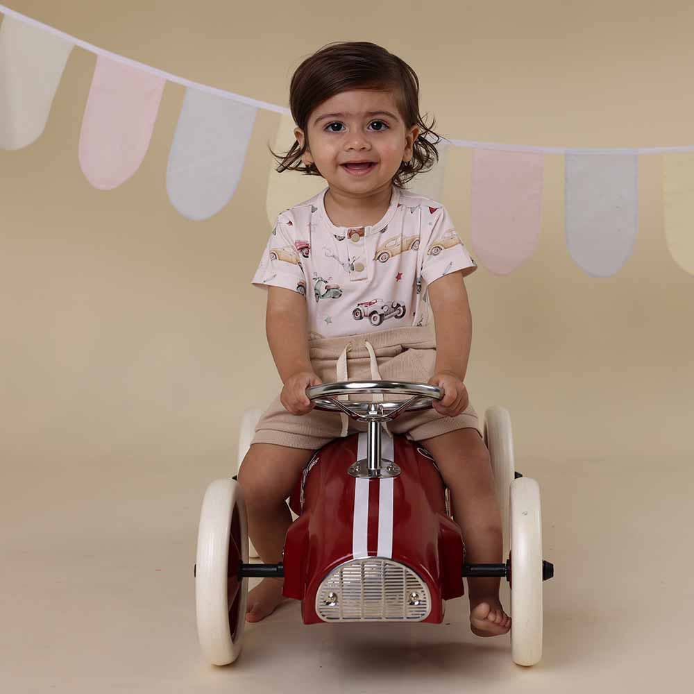 Snuggle Hunny - Vintage Cars Short Sleeve Organic Bodysuit