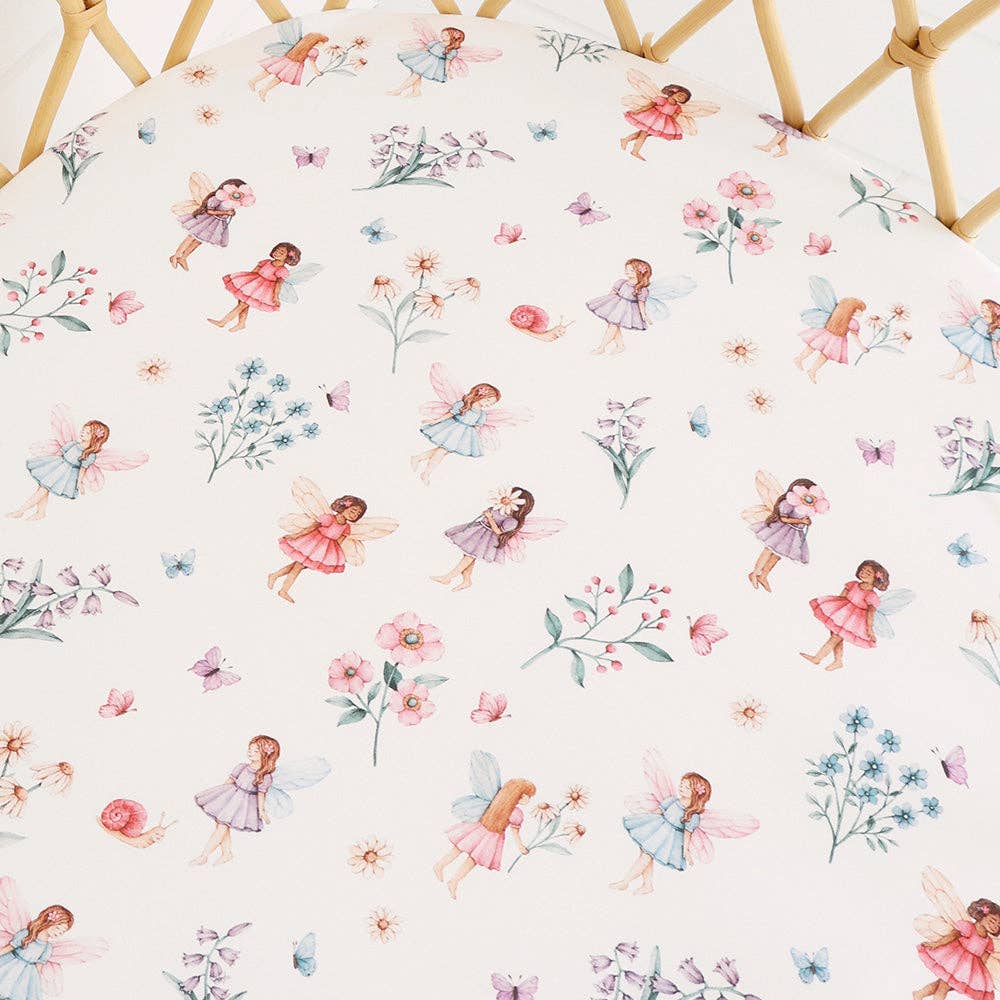 Snuggle Hunny - Fairy Garden Organic Bassinet Sheet / Change Pad Cover - Bambam Kids Toys 