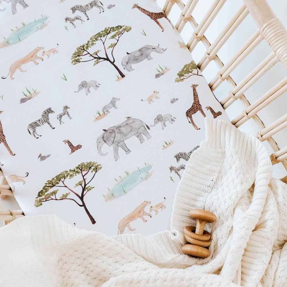 Snuggle Hunny - Safari Bassinet Sheet / Change Pad Cover