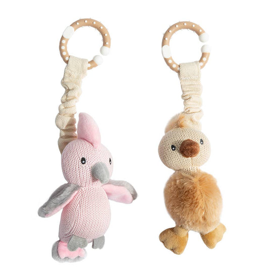 Living Textiles - 2pk Stroller Toy - Galah & Emu