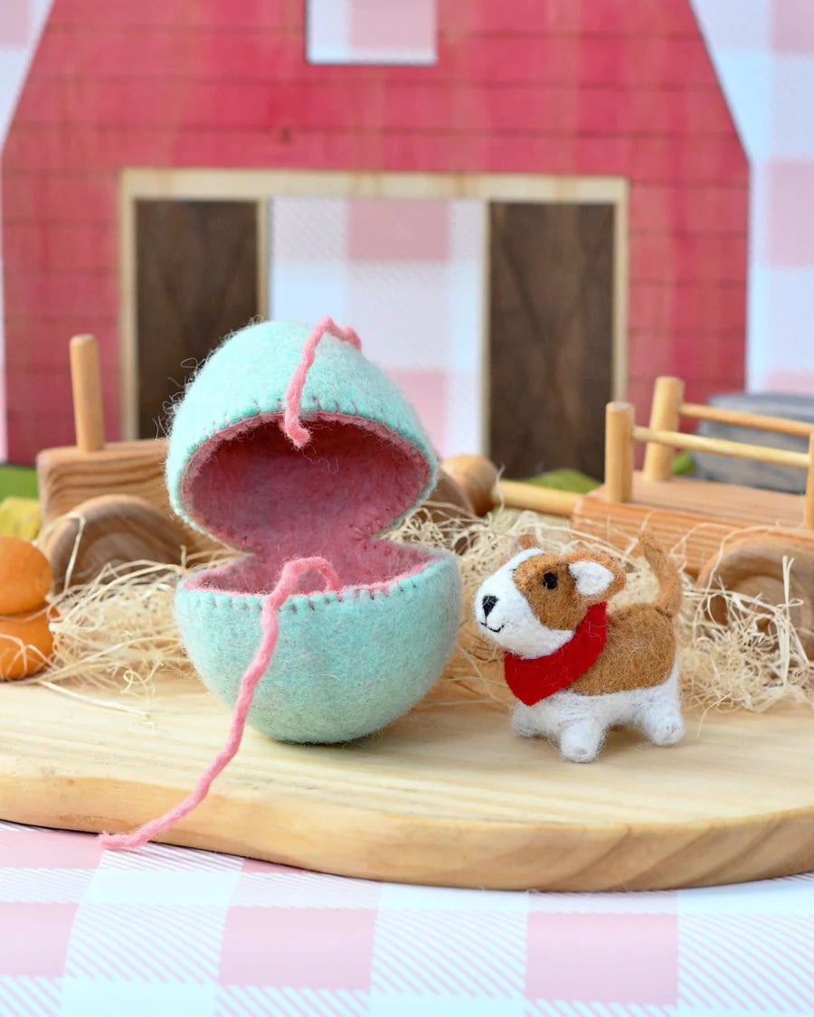Felt Surprise Egg with Corgi Puppy inside