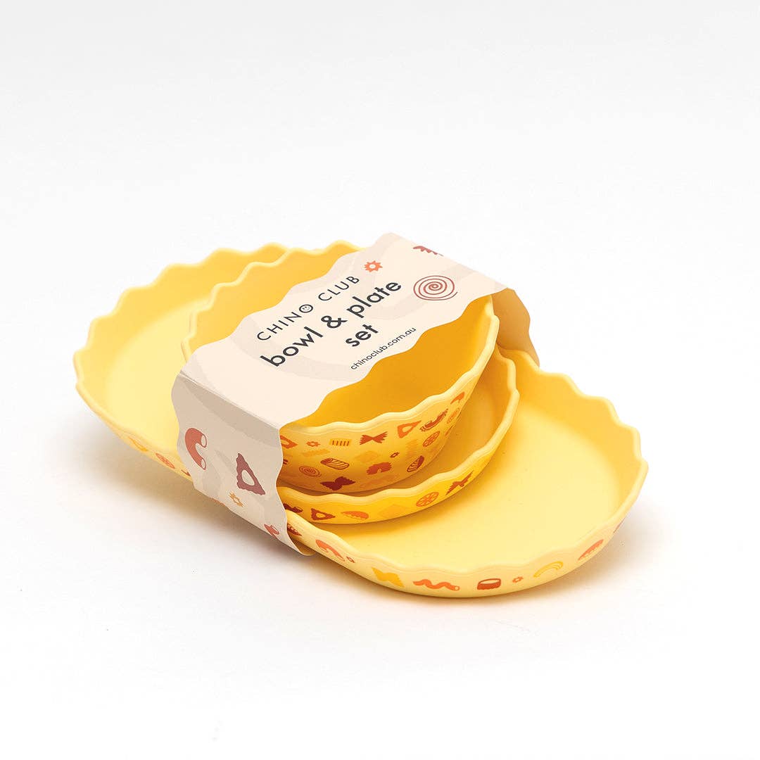 Chino Club - Pasta Wavy Edge Silicone Bowl and Plate Set - Bambam Kids Toys 
