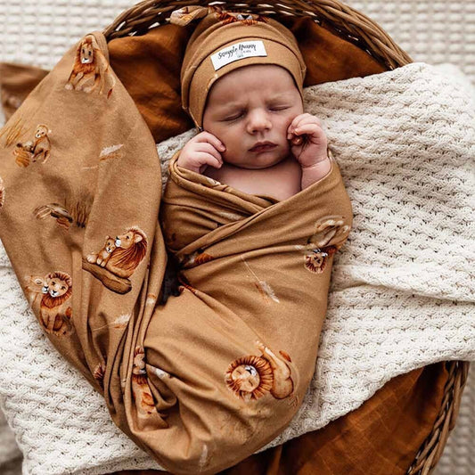 Snuggle Hunny - Roar Baby Jersey Wrap & Beanie Set