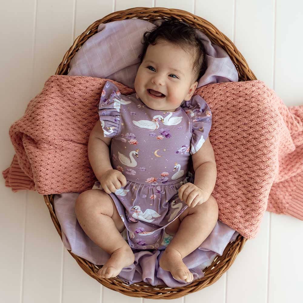 Snuggle Hunny - Swan Lake Short Sleeve Organic Dress