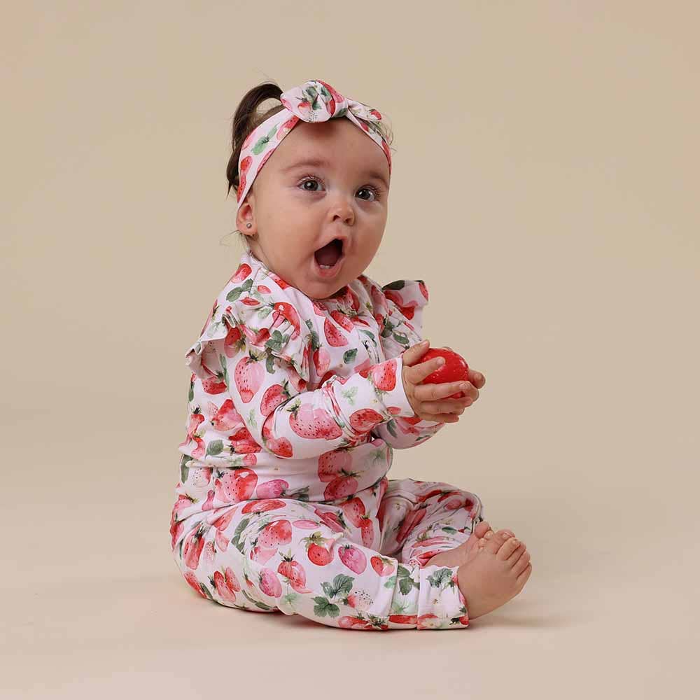 Snuggle Hunny - Strawberry Organic Snugglesuit Convertible Romper