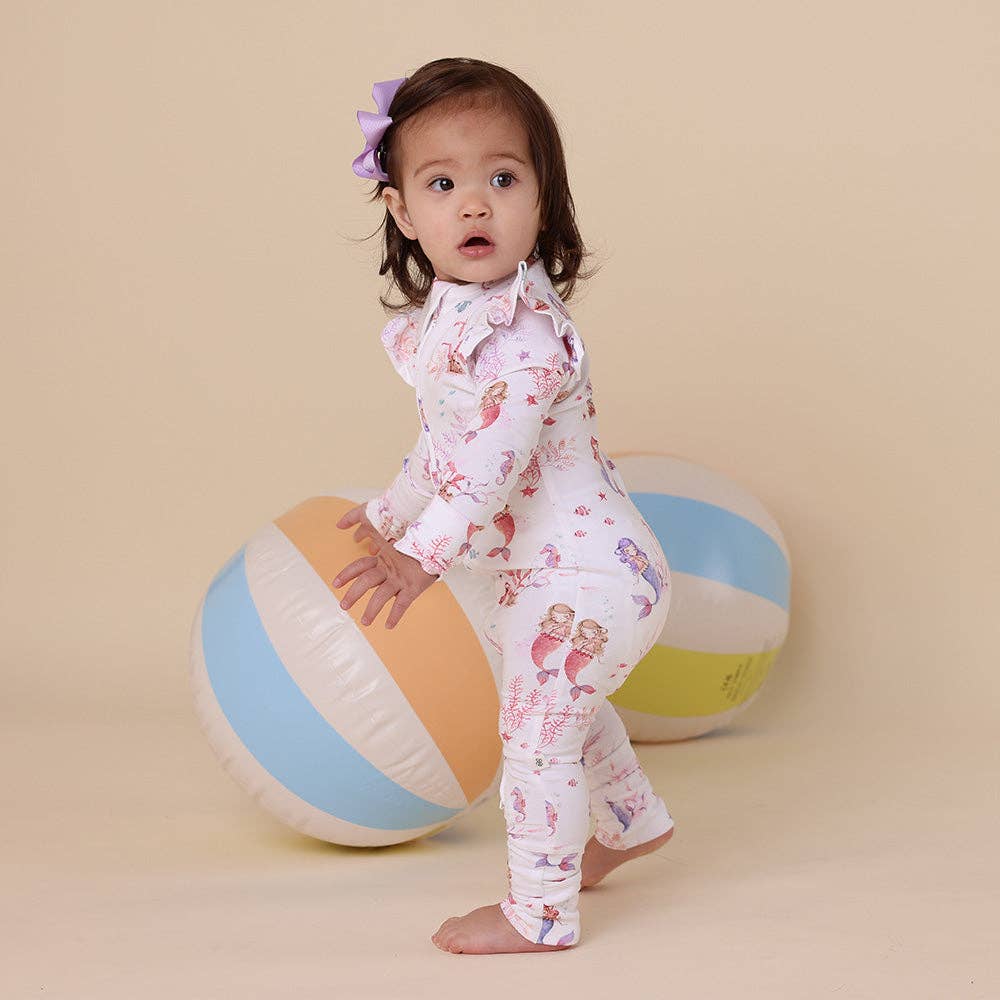Snuggle Hunny - Mermaid Organic Snugglesuit Convertible Romper with Frill