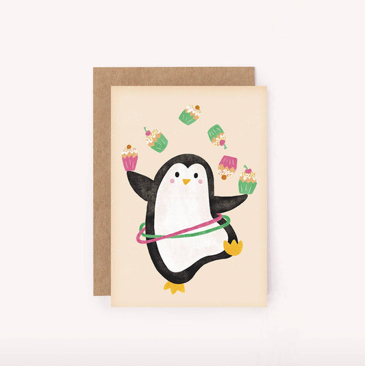 Lauren Sissons Studio - Penguin Mini Card - Illustrated Cute Kids Birthday Fun