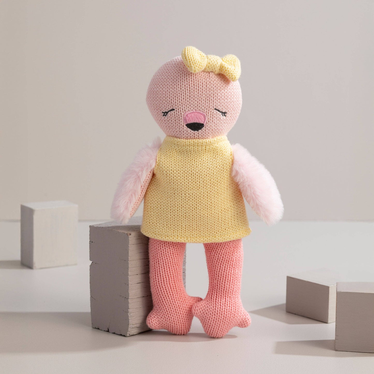 Living Textiles - Knitted Animal Toy- Freya the Flamingo