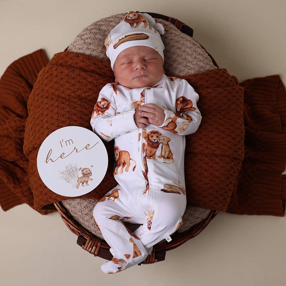 Snuggle Hunny - Lion Organic Snuggle Sleepsuit Zip Footie