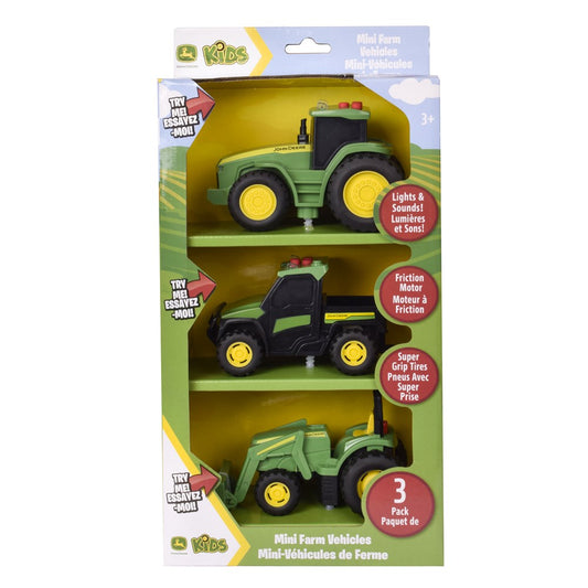 John Deere Lights & Sound Mini Tractors Farm Vehicle 3 pack
