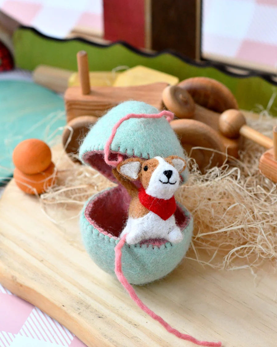 Felt Surprise Egg with Corgi Puppy inside