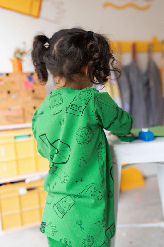 kelly green art club long pj set