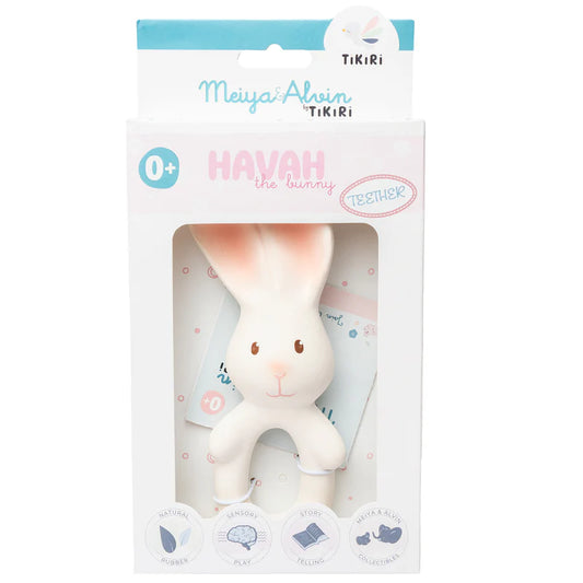 Tikiri Natural Rubber Teether Rattle & Bath Toy - Bunny