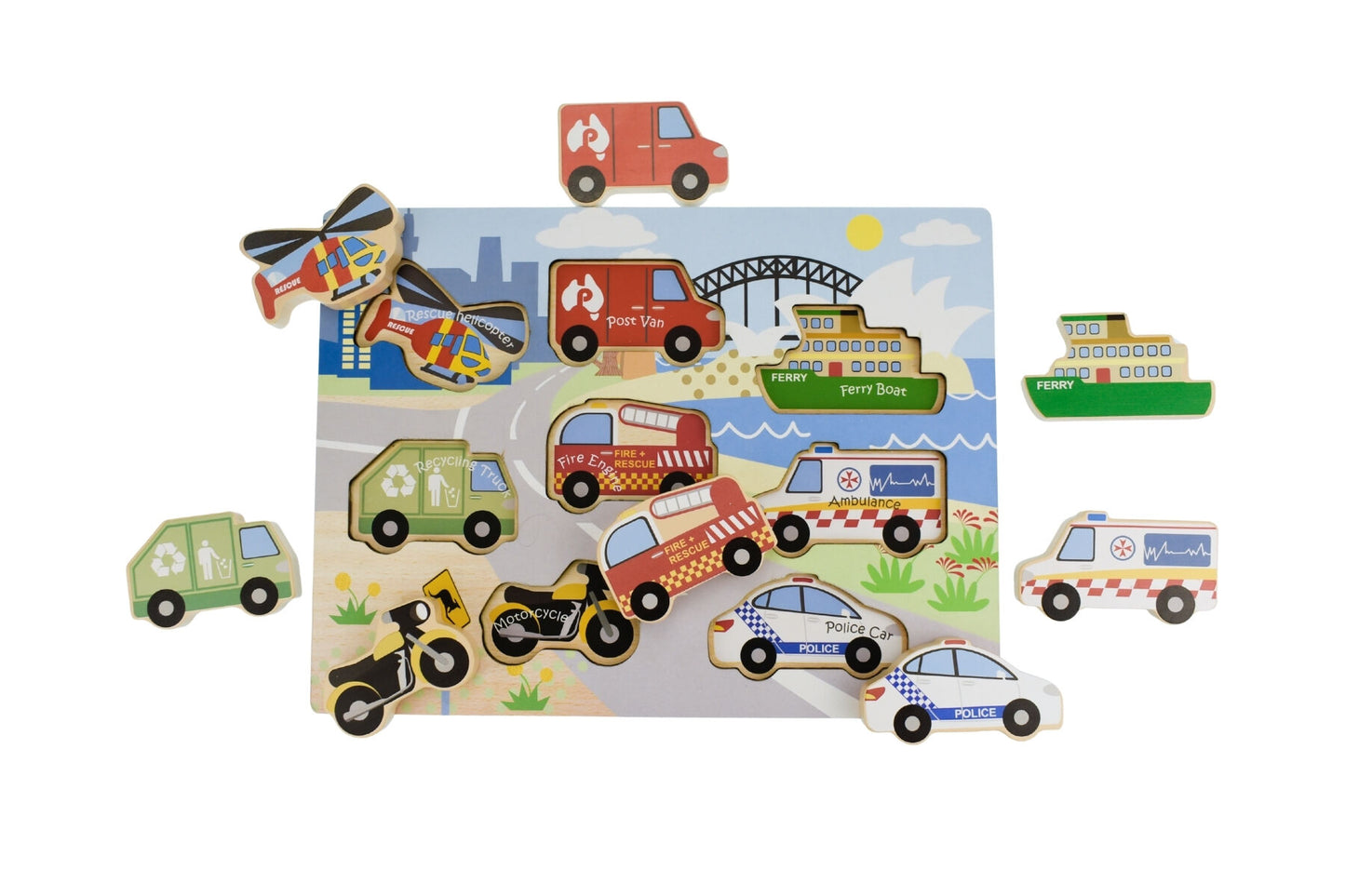 Aussie Transport Vehicle Chunky Wooden Puzzle