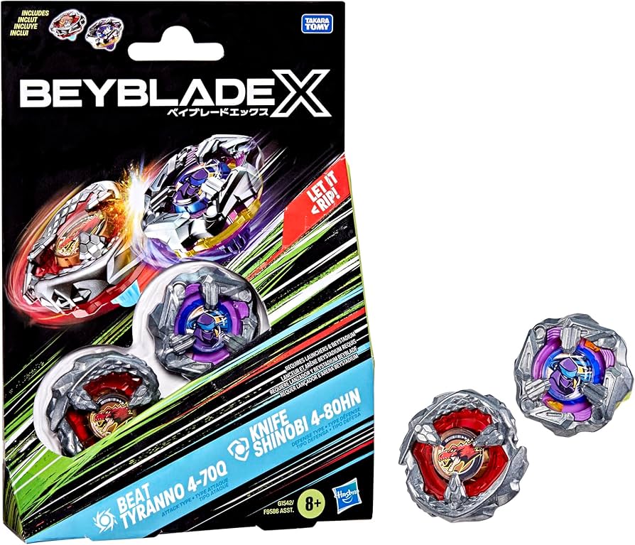 Beyblade X Beat Tyranno 4-70Q & Knife Shinobi 4-80HN Dual Pack Set