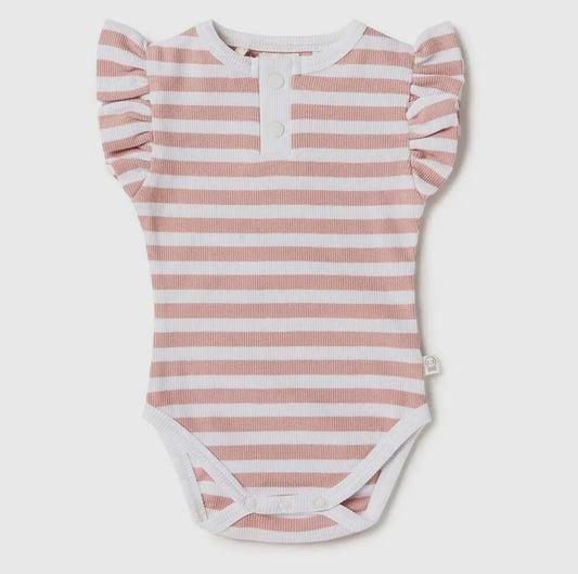 Rose Stripe Organic Growsuit - Snuggle Hunny