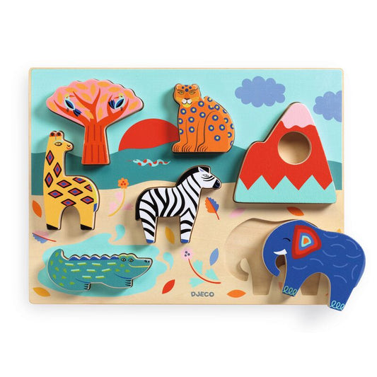 7 piece Savannah Story Wooden Puzzle - Djeco