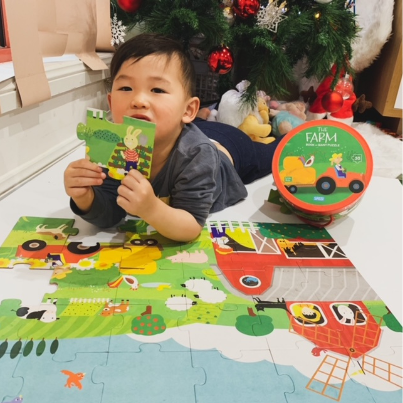 Sassi Book and Giant Puzzle - The Farm (30 pcs)