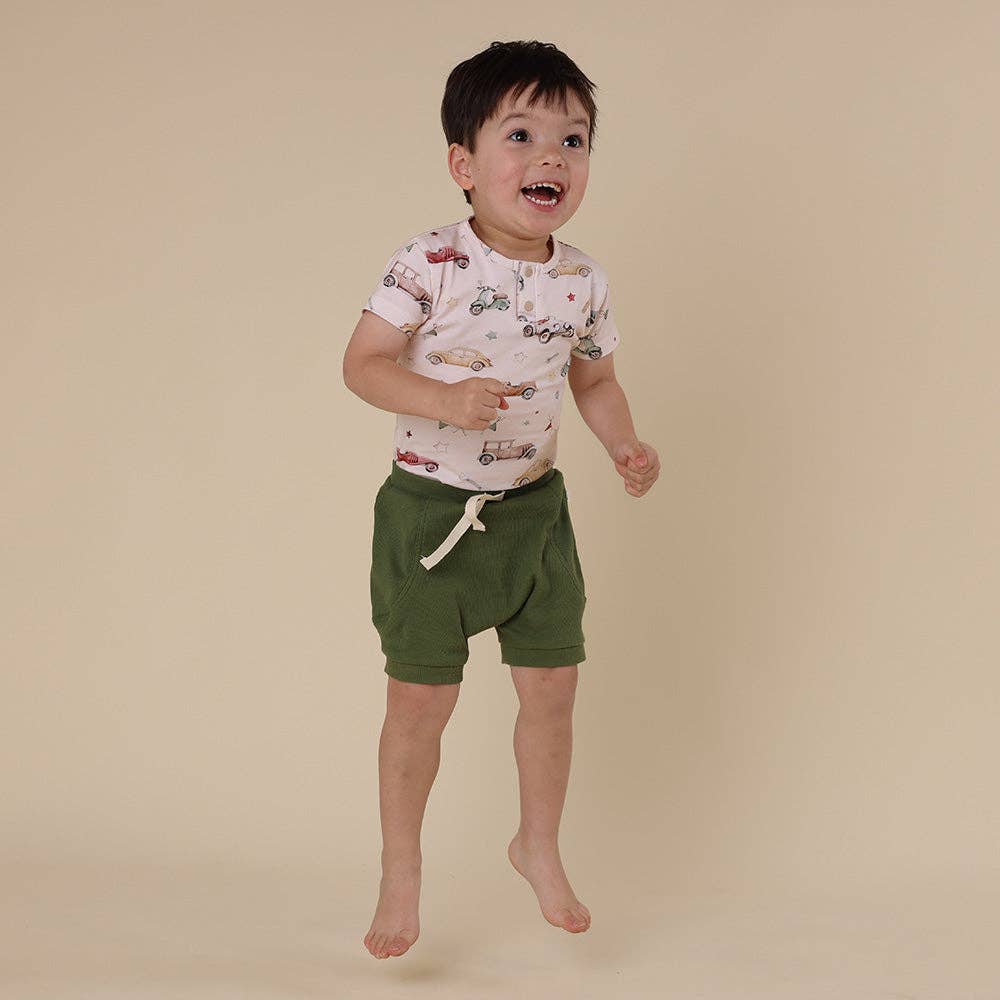 Snuggle Hunny - Vintage Cars Short Sleeve Organic Bodysuit